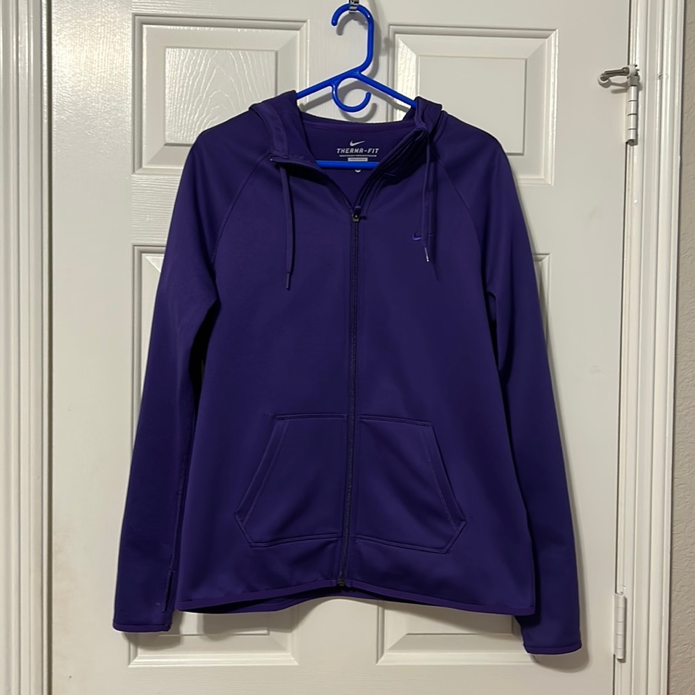 Nike Zipper Front Purple hoodie with pockets Therma-fit size M